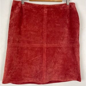 Nine & Company Burnt Orange Suede Leather Mini Skirt EUC Size 14